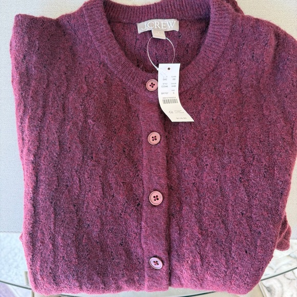 J. Crew Supersoft Pointelle Bubble-hem Cardigan - Picture 2 of 7